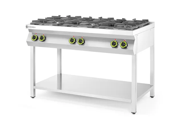 Kuchnia gazowa 6-palnikowa na podstawie otwartej, Kitchen Line, 28,5kW, 1200x700x900mm HENDI 226094