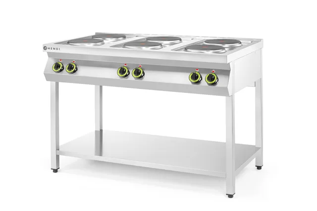 Kuchnia elektryczna 6-płytowa na podstawie otwartej, Kitchen Line, 400V/15600W, 1200x700x900mm HENDI 226230