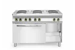 Kuchnia elektryczna 6-płytowa z konwekcyjnym piekarnikiem elektrycznym GN 1/1 Kitchen Line 400V/18600W 1200x700x900 HENDI 226247