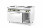 Kuchnia elektryczna 6-płytowa z konwekcyjnym piekarnikiem elektrycznym GN 1/1 Kitchen Line 400V/18600W 1200x700x900 HENDI 226247