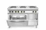 Kuchnia elektryczna 6-płytowa z konwekcyjnym piekarnikiem elektrycznym GN 1/1 Kitchen Line 400V/18600W 1200x700x900 HENDI 226247