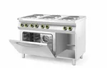 Kuchnia elektryczna 6-płytowa z konwekcyjnym piekarnikiem elektrycznym GN 1/1 Kitchen Line 400V/18600W 1200x700x900 HENDI 226247