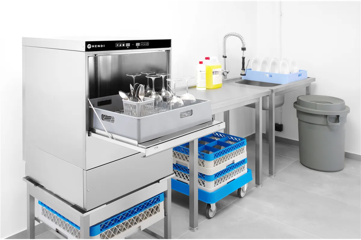 Zmywarka do szkła 40x40 – sterowana elektronicznie, 230V/2800W, 470x510x710mm HENDI 230268