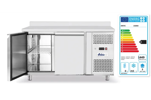 Stół mroźniczy 2-drzwiowy z agregatem bocznym, Profi Line, GN 1/1, 280L, 230V/600W, 1360x700x910mm Arktic 232064
