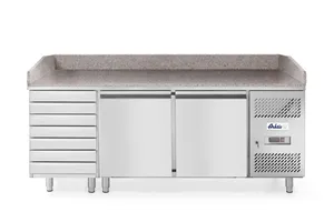 Stół chłodniczy do pizzy 2-drzwiowy z 7 szufladami i blatem granitowym, 250L, 230V/250W, 2020x802x1000mm Arktic 232842