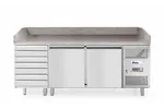Stół chłodniczy do pizzy 2-drzwiowy z 7 szufladami i blatem granitowym, 250L, 230V/250W, 2020x802x1000mm Arktic 232842