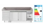 Stół chłodniczy do pizzy 2-drzwiowy z 7 szufladami i blatem granitowym, 250L, 230V/250W, 2020x802x1000mm Arktic 232842