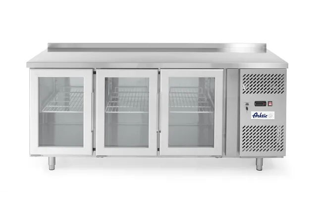Stół chłodniczy 3-drzwiowy, przeszklony, z agregatem bocznym, 420L, 230V/400W, 1795x700x850mm Arktic 233436
