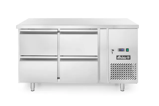 Stół chłodniczy z 4 szufladami i agregatem bocznym, Profi Line, 230V/250W, 1360x700x858mm Arktic 233764