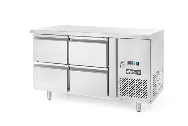 Stół chłodniczy z 4 szufladami i agregatem bocznym, Profi Line, 230V/250W, 1360x700x858mm Arktic 233764