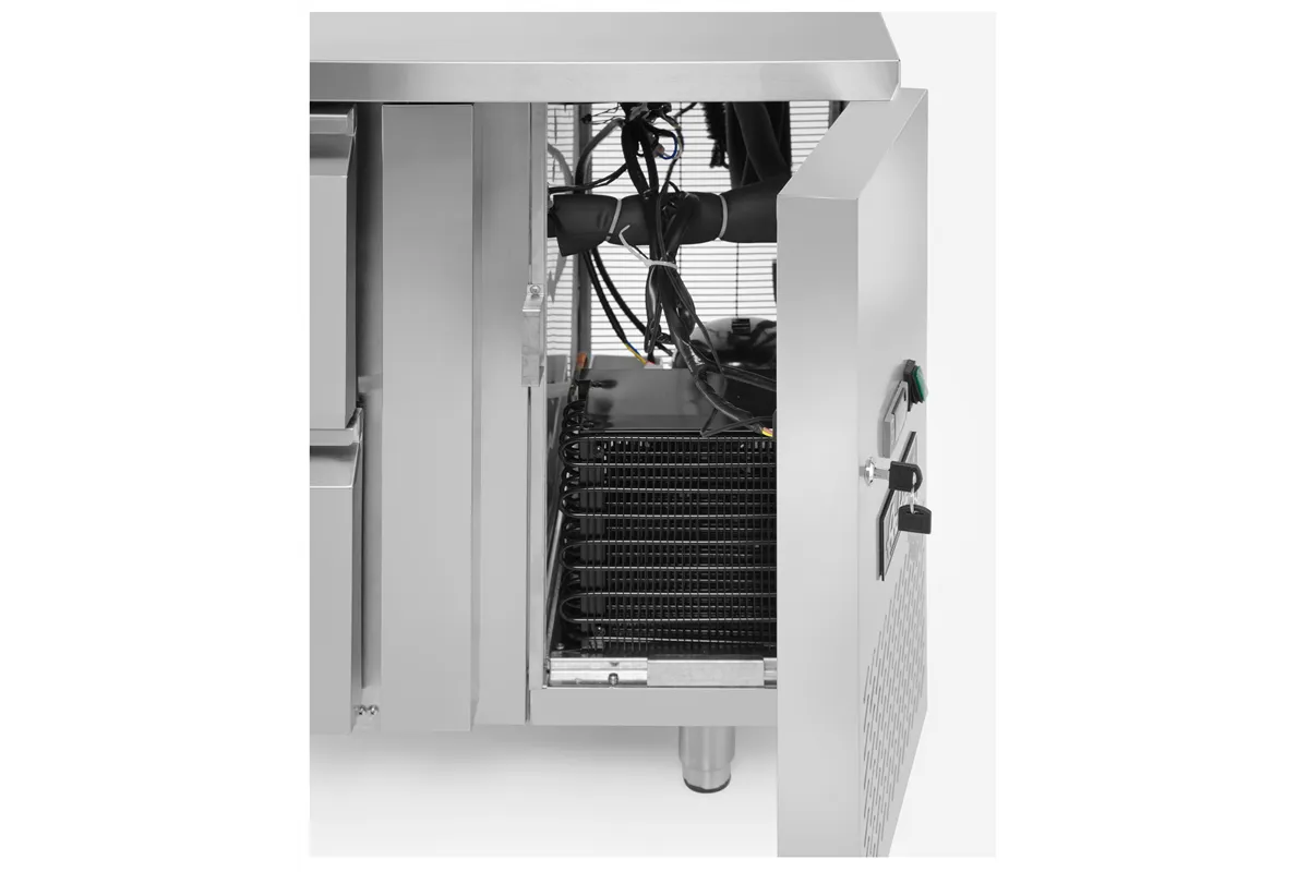Stół chłodniczy z 4 szufladami i agregatem bocznym, Profi Line, 230V/250W, 1360x700x858mm Arktic 233764