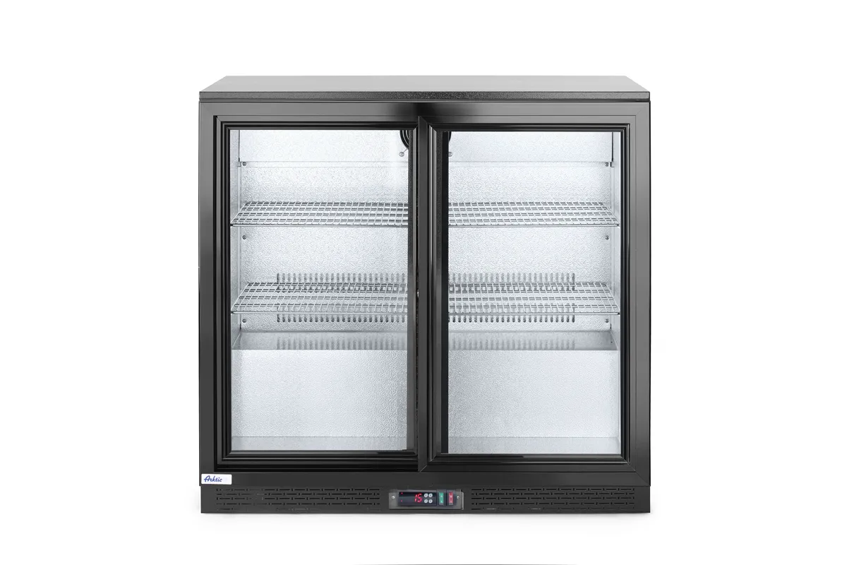 Lodówka barowa z podwójnymi drzwiami suwanymi, 158L, czarny, 220-240V/160W, 900x520x865mm Arktic 233917