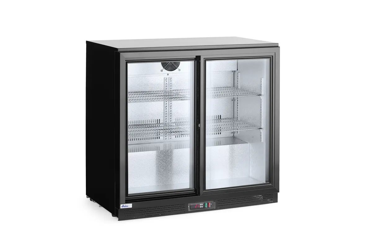 Lodówka barowa z podwójnymi drzwiami suwanymi, 158L, czarny, 220-240V/160W, 900x520x865mm Arktic 233917