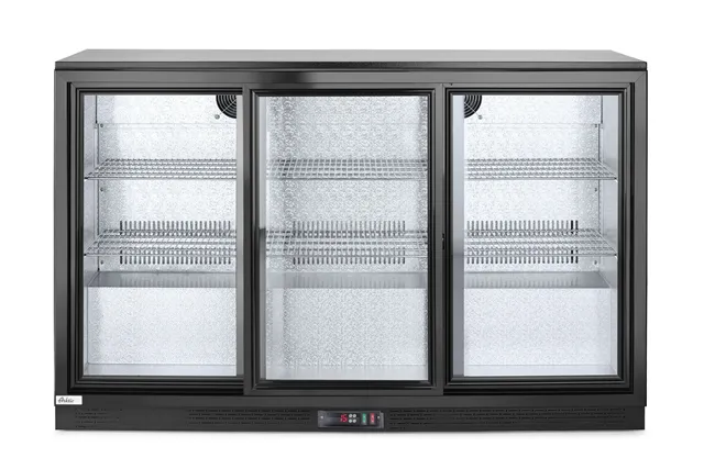 Lodówka barowa z potrójnymi drzwiami suwanymi, 254L, czarny, 220-240V/160W, 1350x520x865mm Arktic 235836