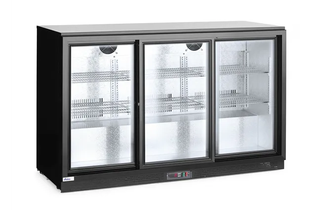 Lodówka barowa z potrójnymi drzwiami suwanymi, 254L, czarny, 220-240V/160W, 1350x520x865mm Arktic 235836