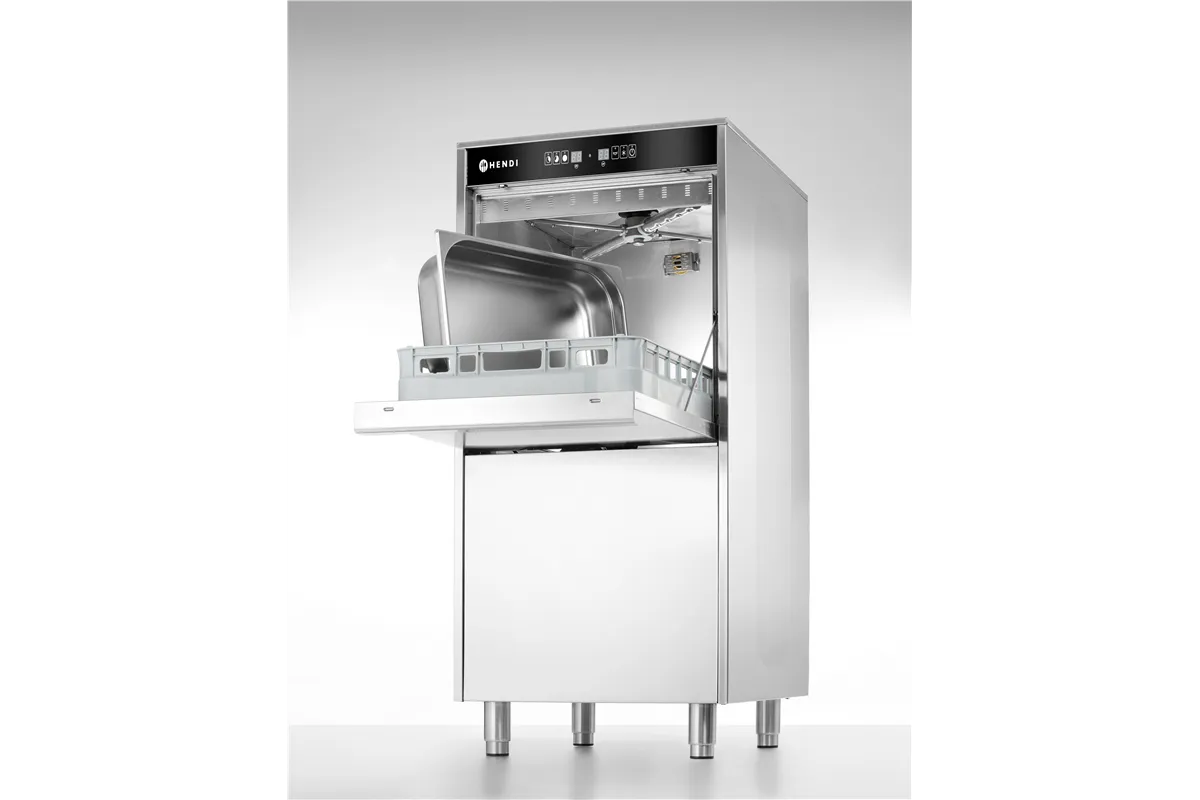 Zmywarka do garnków i tac 50x60 sterowana elektronicznie dozownik detergentu pompa spustowa 400V/7100W 595x777x1335 HENDI 236574