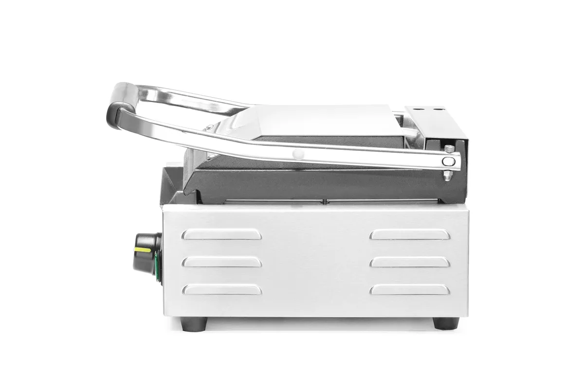 Grill kontaktowy pojedynczy, góra ryflowana , dół gładki, 230V/1800W, 310x375x216mm HENDI 263600