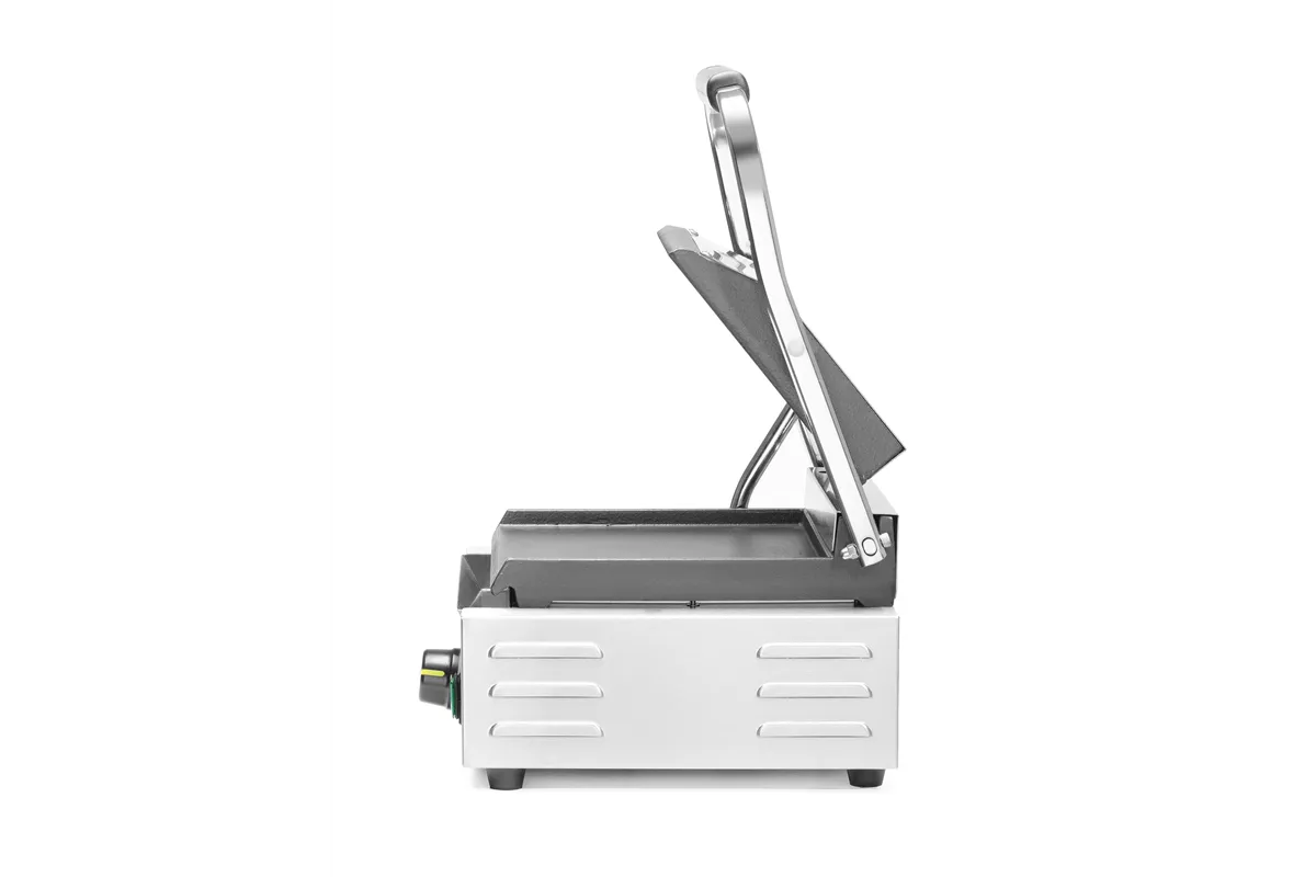Grill kontaktowy pojedynczy, góra ryflowana , dół gładki, 230V/1800W, 310x375x216mm HENDI 263600