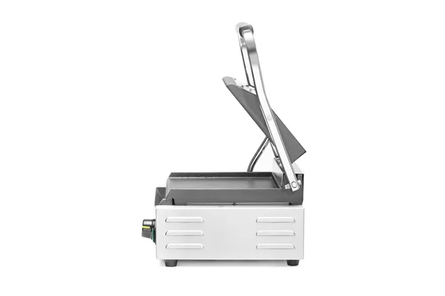 Grill kontaktowy pojedynczy, góra ryflowana , dół gładki, 230V/1800W, 310x375x216mm HENDI 263600