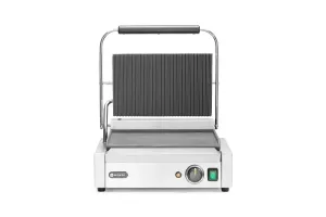 Grill kontaktowy Panini, góra ryflowana, dół gładki, 230V/2200W, 430x375x216mm HENDI 263662