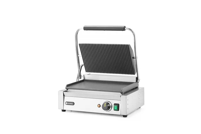 Grill kontaktowy Panini, góra ryflowana, dół gładki, 230V/2200W, 430x375x216mm HENDI 263662
