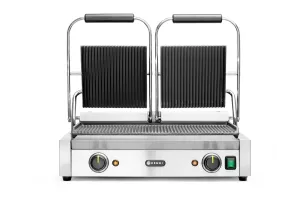 Grill kontaktowy podwójny Ryflowany, góra i dół ryflowane, 230V/3600W, 570x375x216mm HENDI 263709