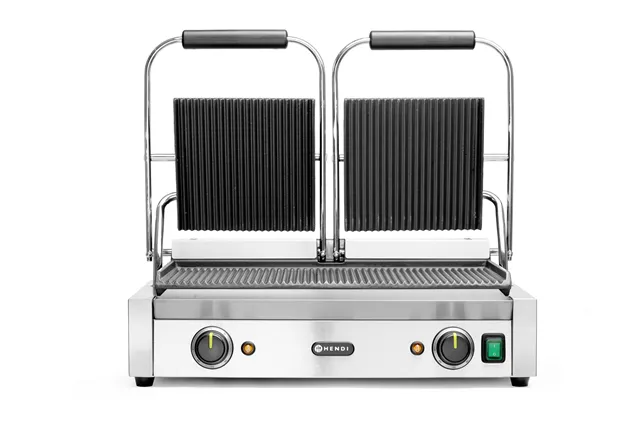 Grill kontaktowy podwójny Ryflowany, góra i dół ryflowane, 230V/3600W, 570x375x216mm HENDI 263709
