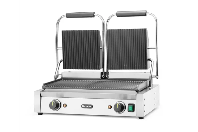 Grill kontaktowy podwójny Ryflowany, góra i dół ryflowane, 230V/3600W, 570x375x216mm HENDI 263709