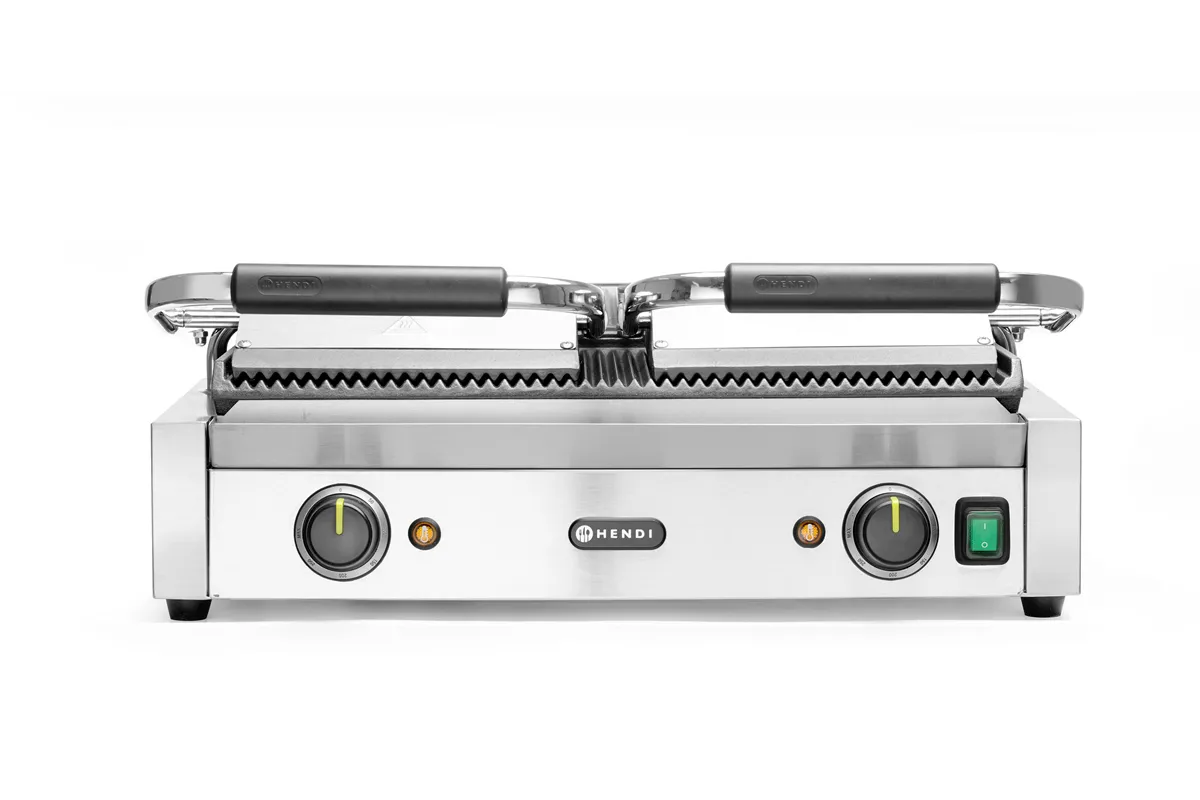 Grill kontaktowy podwójny Ryflowany, góra i dół ryflowane, 230V/3600W, 570x375x216mm HENDI 263709