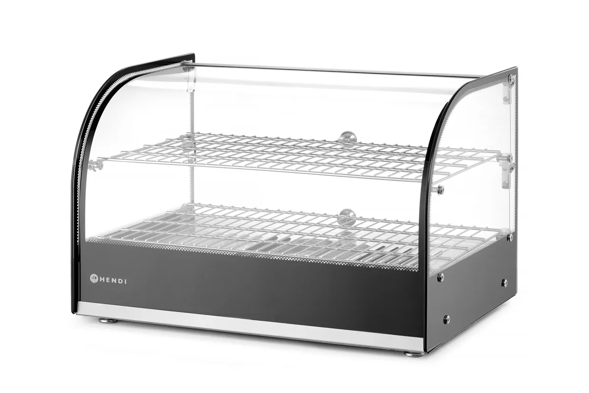 Witryna grzewcza podwójna, podwójna, czarny, 220-240V/800W, 554x376x376mm HENDI 273999
