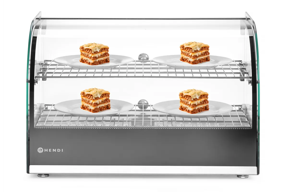 Witryna grzewcza podwójna, podwójna, czarny, 220-240V/800W, 554x376x376mm HENDI 273999