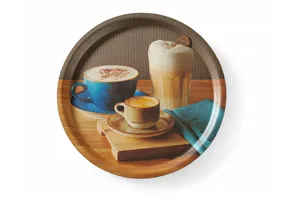 Taca do serwowania antypoślizgowa, z nadrukiem, tasty coffee, ⌀380x15mm HENDI 507971