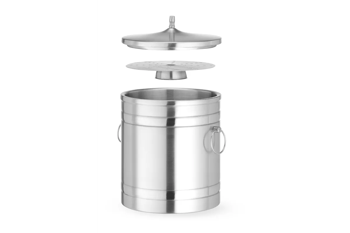Pojemnik do lodu o podwójnych ściankach, 5L, srebrny, ⌀200x230mm BarUp 594704