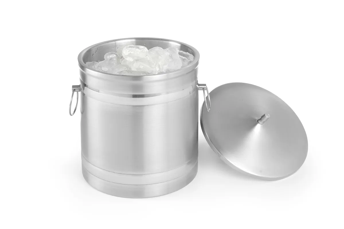 Pojemnik do lodu o podwójnych ściankach, 5L, srebrny, ⌀200x230mm BarUp 594704