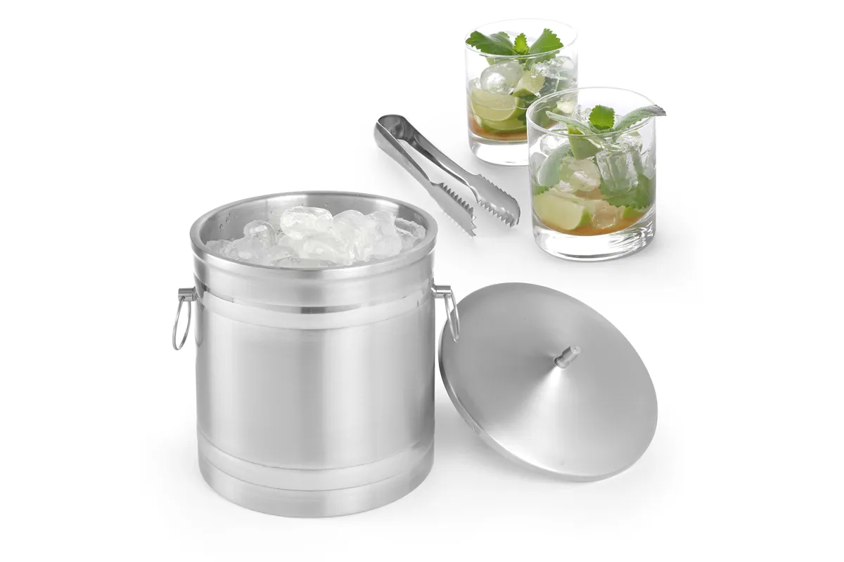 Pojemnik do lodu o podwójnych ściankach, 5L, srebrny, ⌀200x230mm BarUp 594704