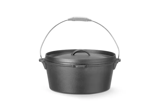 Kociołek żeliwny, 7,2L, czarny, ⌀310x130mm, Okrągły HENDI 629376