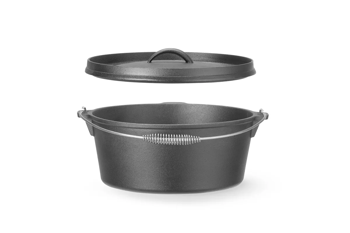 Kociołek żeliwny, 7,2L, czarny, ⌀310x130mm, Okrągły HENDI 629376