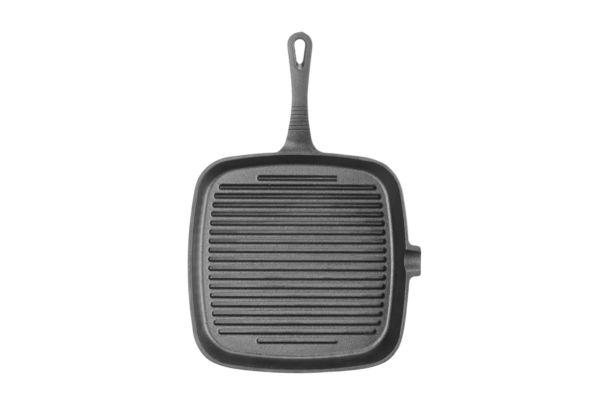 Patelnia żeliwna do grillowania, kwadratowa, 230x230x25mm HENDI 629932