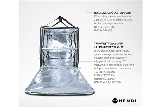 Plecak termoizolacyjny dostawczy, 75,2L, czarny, 410x410x480mm HENDI 709801