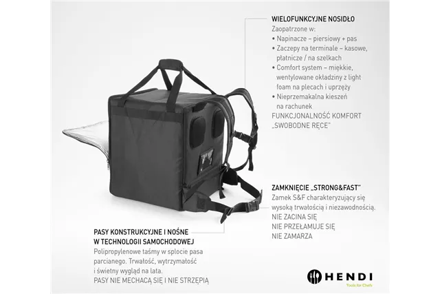 Plecak termoizolacyjny dostawczy, 75,2L, czarny, 410x410x480mm HENDI 709801