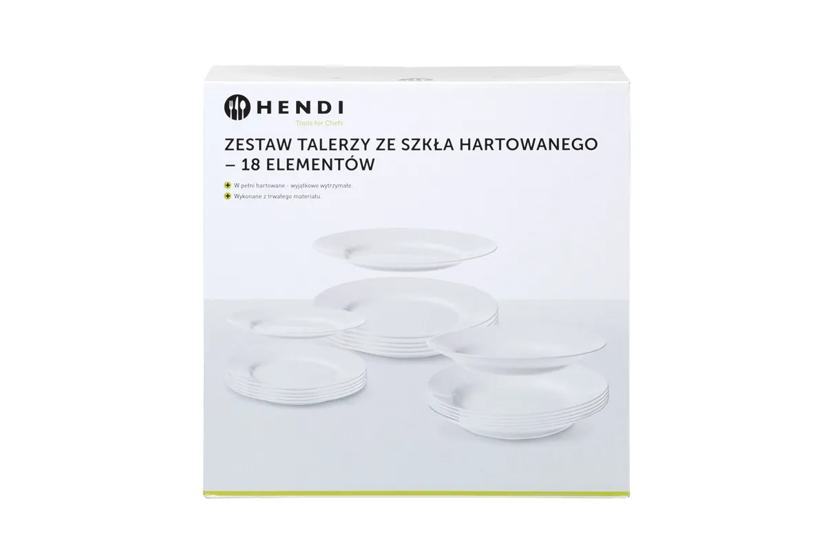 Zestaw talerzy Opal - 18 elementów, 18 szt., ⌀mm HENDI 795224