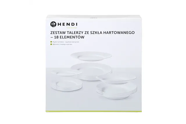 Zestaw talerzy Opal - 18 elementów, 18 szt., ⌀mm HENDI 795224