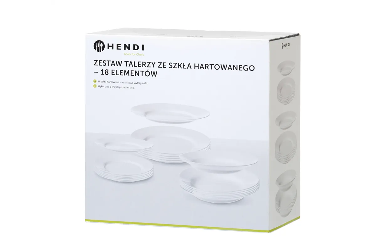 Zestaw talerzy Opal - 18 elementów, 18 szt., ⌀mm HENDI 795224