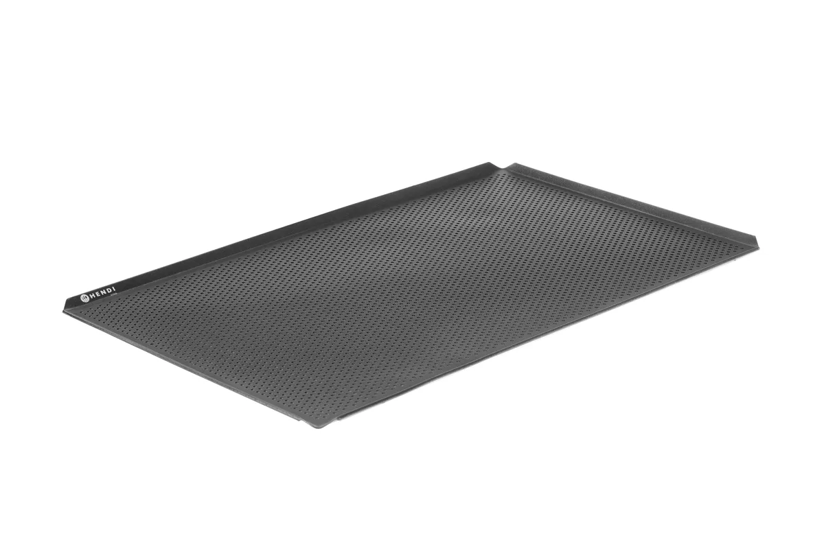 Blacha wypiekowa perforowana z 4 rantami, GN 1/1, czarny, 530x325x10mm, Prostokątny HENDI 808405
