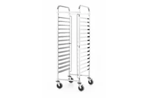 Wózek do transportu blach, Kitchen Line, 15 prowadnic na tace 600x400, srebrny, 470x620x1735mm HENDI 813287