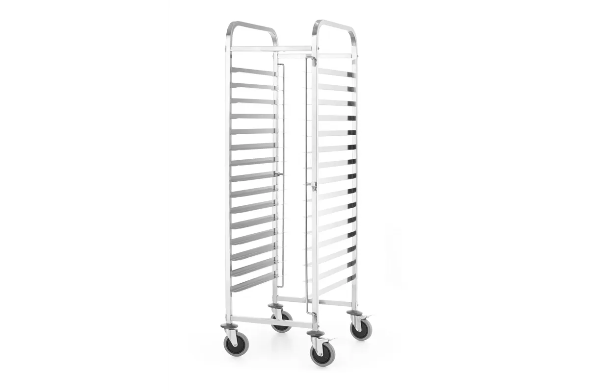 Wózek do transportu blach, Kitchen Line, 15 prowadnic na tace 600x400, srebrny, 470x620x1735mm HENDI 813287