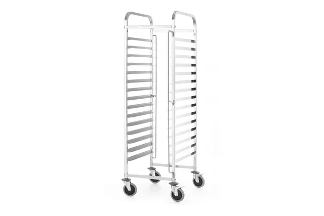 Wózek do transportu blach, Kitchen Line, 15 prowadnic na tace 600x400, srebrny, 470x620x1735mm HENDI 813287