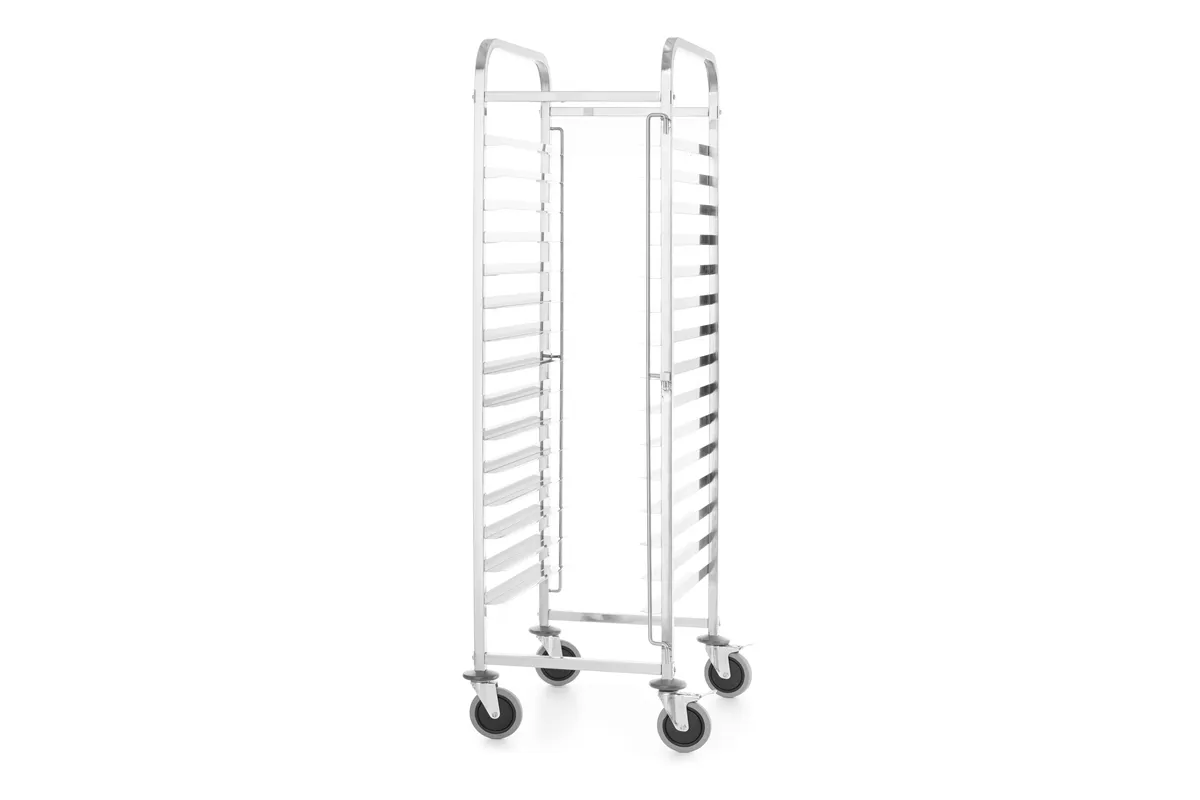 Wózek do transportu blach, Kitchen Line, 15 prowadnic na tace 600x400, srebrny, 470x620x1735mm HENDI 813287