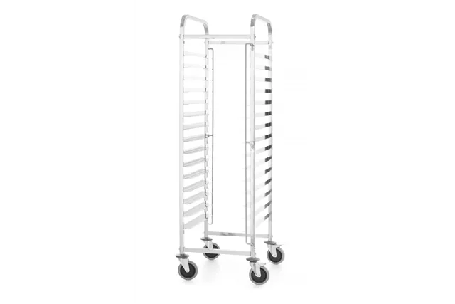 Wózek do transportu blach, Kitchen Line, 15 prowadnic na tace 600x400, srebrny, 470x620x1735mm HENDI 813287