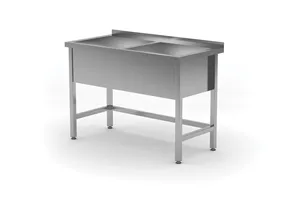 Stół z basenem, spawany, dwukomorowy, Profi Line, 1200x600x850 mm, 2x basen H300 mm, 1200x600x850mm HENDI 813485